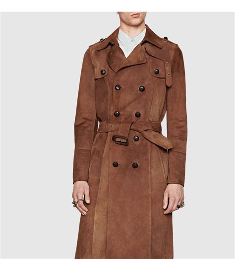 gucci brown suede trench coat|gucci coats outerwear.